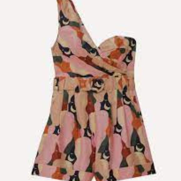 Farm Rio Kiss romper jumper sone shoulder size small EUC - Picture 3 of 4